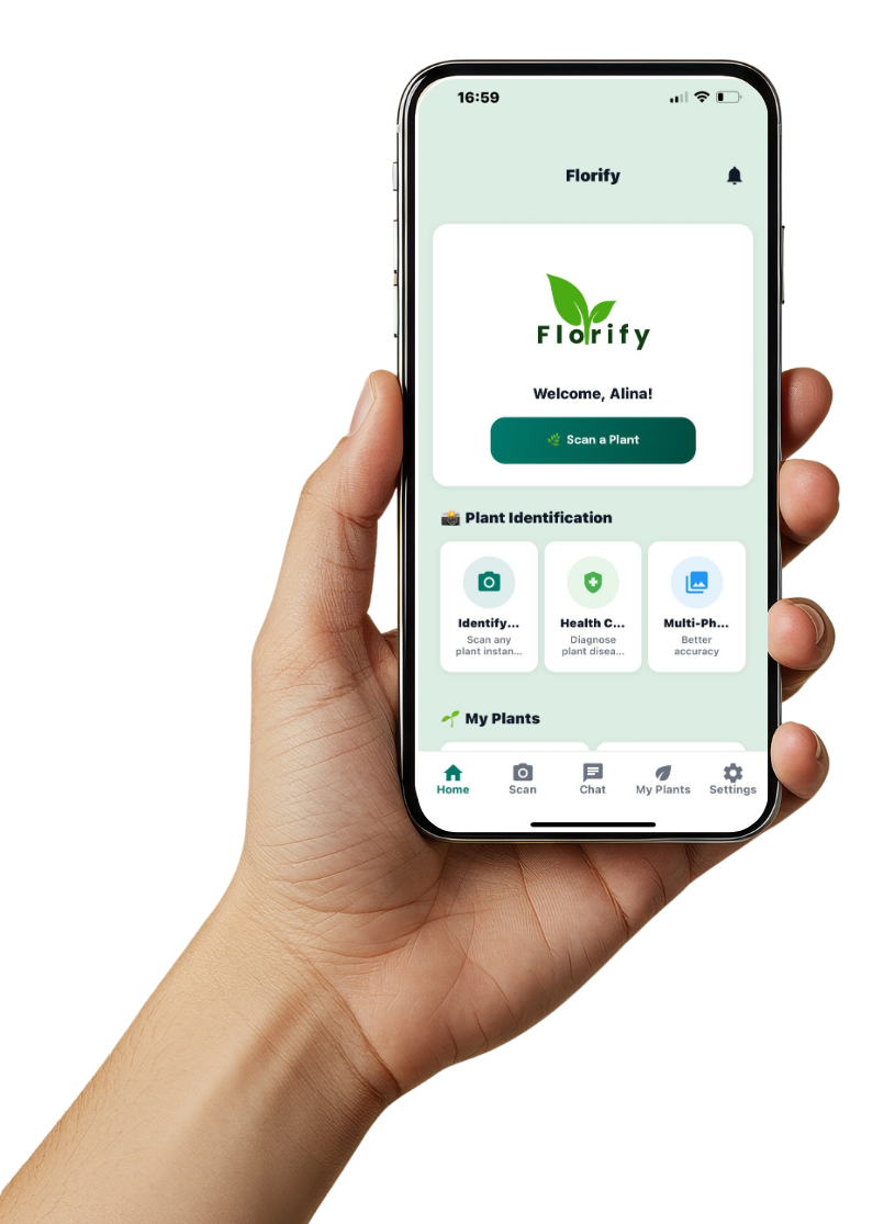 Florify App Preview showing plant identification